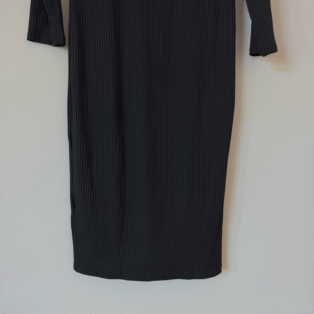 Lush Nordstrom Black Ribbed 3/4 Sleeve Mini Dress L - Picture 8 of 13